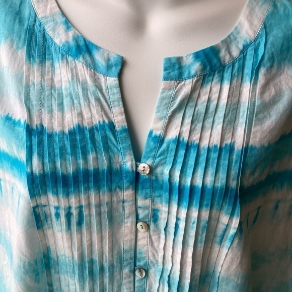 J Jill Tie Dye Pullover Top Pleated Front EUC Size Large - Picture 4 of 12